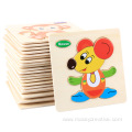 Cartoon Animal Traffic Intelligence Wooden Hand Grip Puzzle